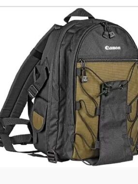 Canon Black and Olive Green Men’s Camera Backpack